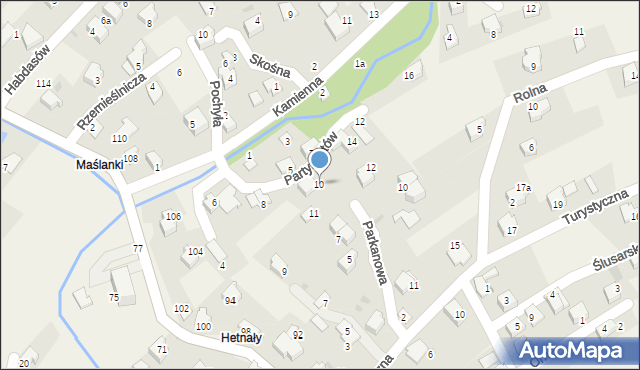 Łodygowice, Partyzantów, 10, mapa Łodygowice