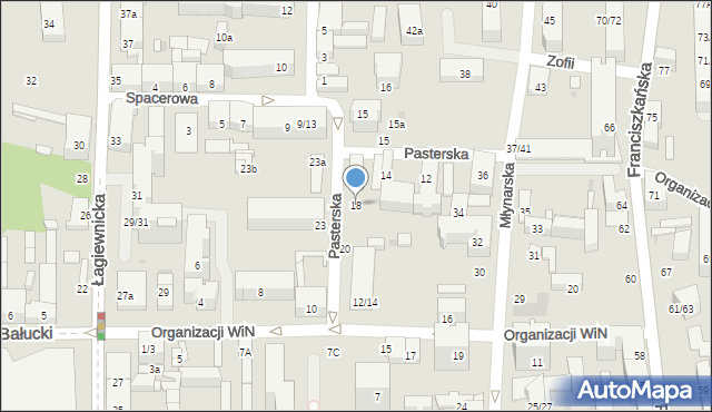 Łódź, Pasterska, 18, mapa Łodzi