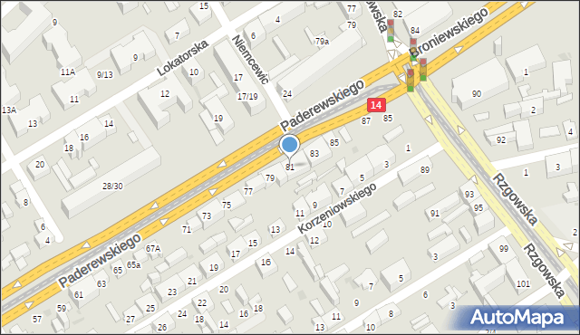 Łódź, Paderewskiego Ignacego Jana, 81, mapa Łodzi