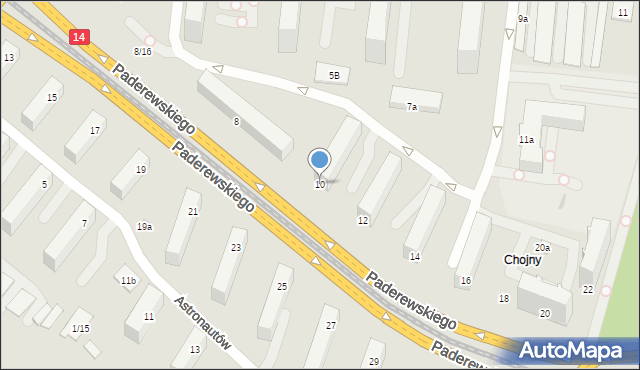 Łódź, Paderewskiego Ignacego Jana, 10, mapa Łodzi