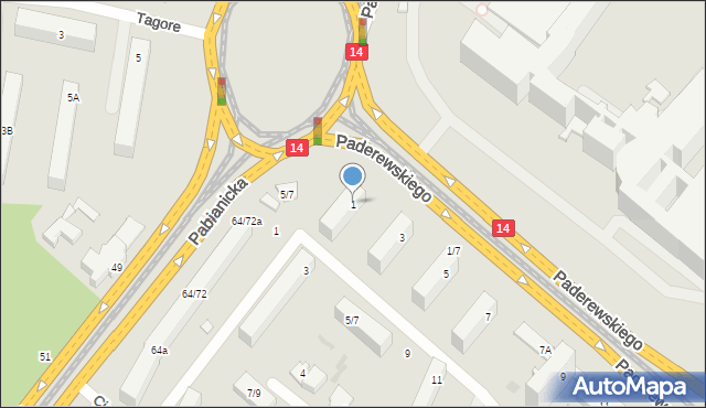 Łódź, Paderewskiego Ignacego Jana, 1, mapa Łodzi
