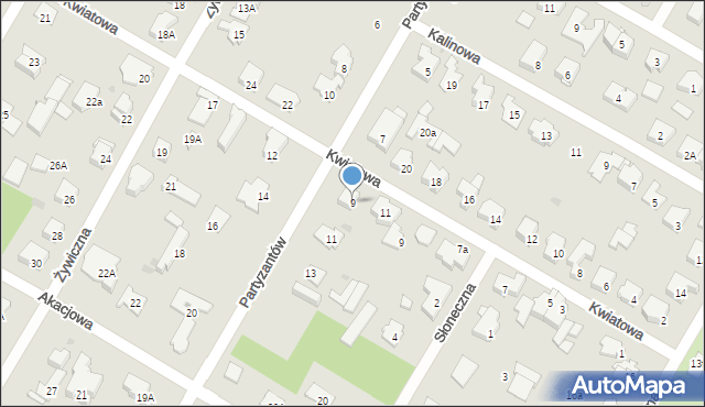 Łomianki, Partyzantów, 9, mapa Łomianki
