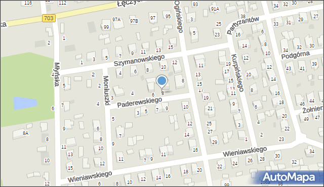 Łowicz, Paderewskiego Ignacego Jana, 8, mapa Łowicza