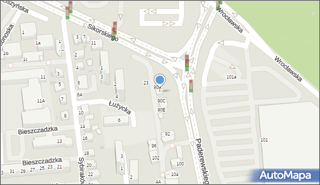 Lubin, Paderewskiego Ignacego Jana, 90B, mapa Lubin