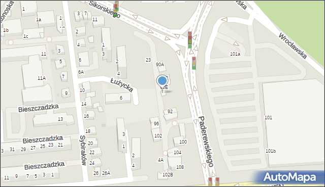 Lubin, Paderewskiego Ignacego Jana, 90F, mapa Lubin