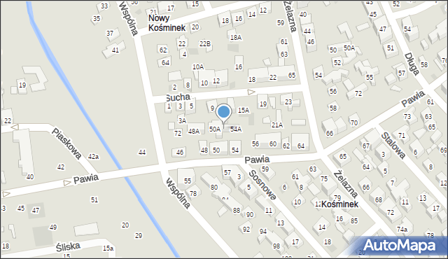 Lublin, Pawia, 52A, mapa Lublina