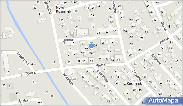 Lublin, Pawia, 54A, mapa Lublina