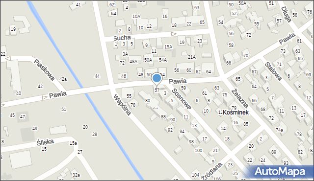 Lublin, Pawia, 57, mapa Lublina