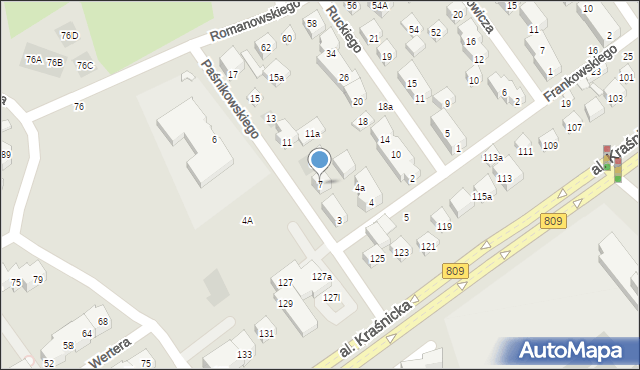 Lublin, Paśnikowskiego Baltazara, 7, mapa Lublina