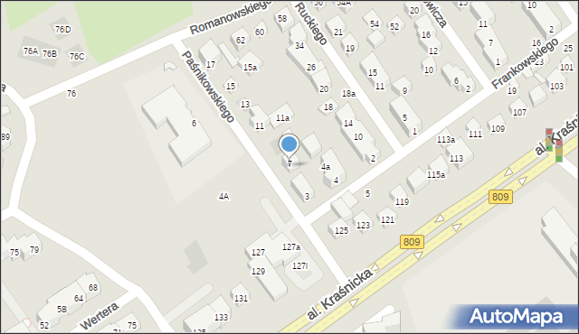 Lublin, Paśnikowskiego Baltazara, 7a, mapa Lublina