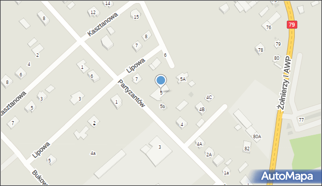 Magnuszew, Partyzantów, 5, mapa Magnuszew