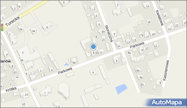 Malanów, Parkowa, 7, mapa Malanów