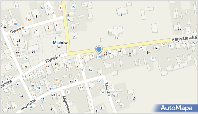 Michów, Partyzancka, 10, mapa Michów