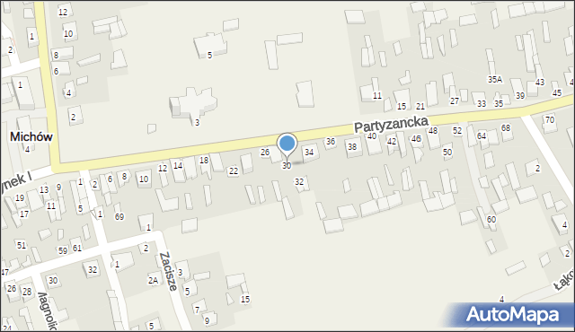 Michów, Partyzancka, 30, mapa Michów