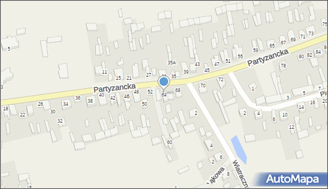 Michów, Partyzancka, 64, mapa Michów