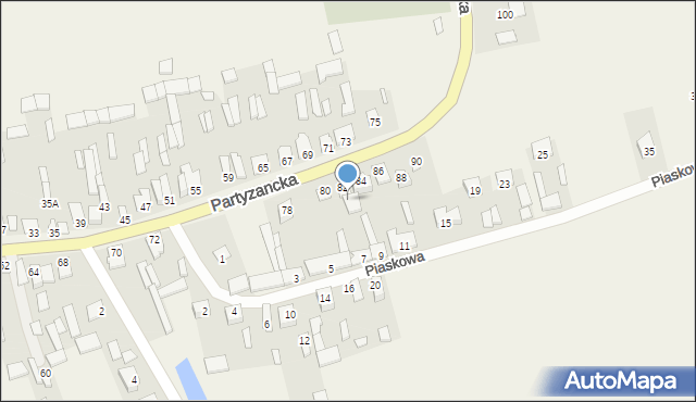 Michów, Partyzancka, 82A, mapa Michów