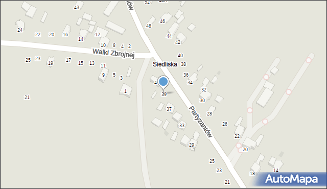 Miechów, Partyzantów, 39, mapa Miechów