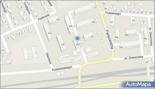 Międzyrzec Podlaski, Partyzantów, 10d, mapa Międzyrzec Podlaski