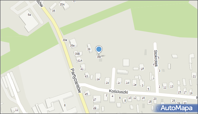Międzyrzec Podlaski, Partyzantów, 39c, mapa Międzyrzec Podlaski