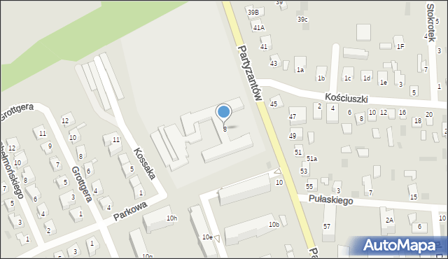 Międzyrzec Podlaski, Partyzantów, 8, mapa Międzyrzec Podlaski