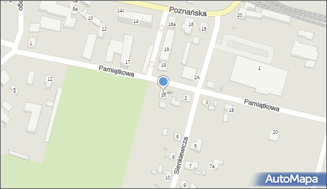 Międzyrzecz, Pamiątkowa, 16, mapa Międzyrzecz