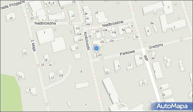 Mielno, Parkowa, 1, mapa Mielno