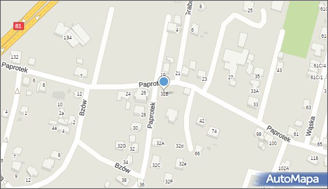 Mikołów, Paprotek, 32B, mapa Mikołów