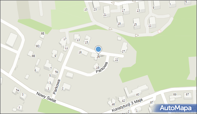 Mikołów, Parkowa, 20, mapa Mikołów