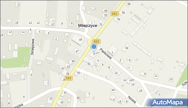 Milejczyce, Parkowa, 2, mapa Milejczyce