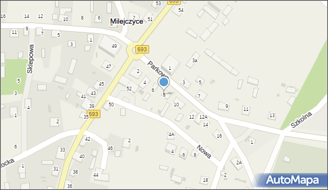 Milejczyce, Parkowa, 8, mapa Milejczyce