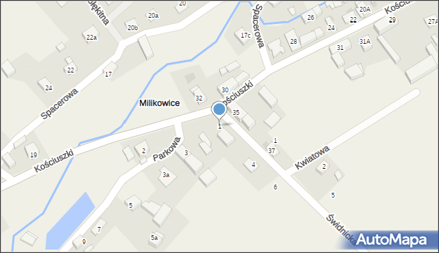 Milikowice, Parkowa, 1, mapa Milikowice