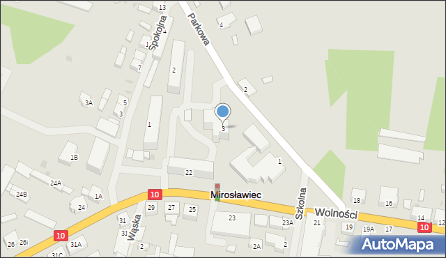 Mirosławiec, Parkowa, 3, mapa Mirosławiec