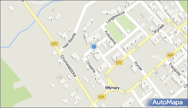 Młynary, Paderewskiego Ignacego Jana, 1, mapa Młynary