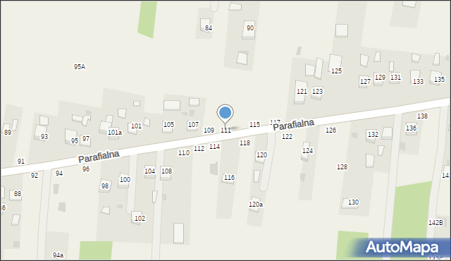 Mokrzyska, Parafialna, 111, mapa Mokrzyska