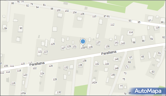 Mokrzyska, Parafialna, 133, mapa Mokrzyska