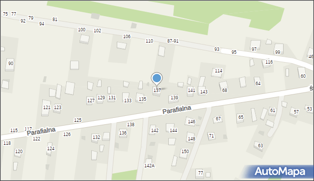Mokrzyska, Parafialna, 137, mapa Mokrzyska