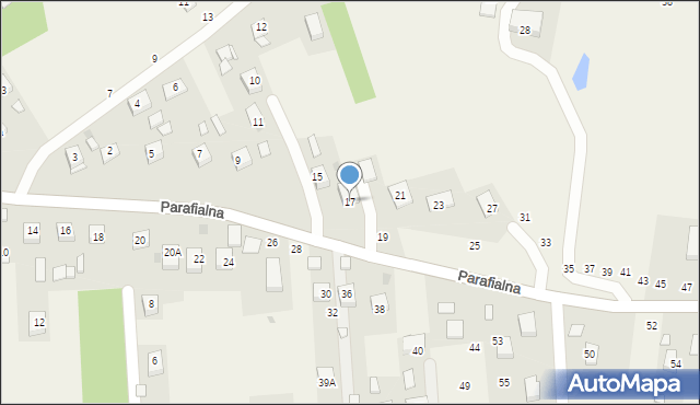 Mokrzyska, Parafialna, 17, mapa Mokrzyska