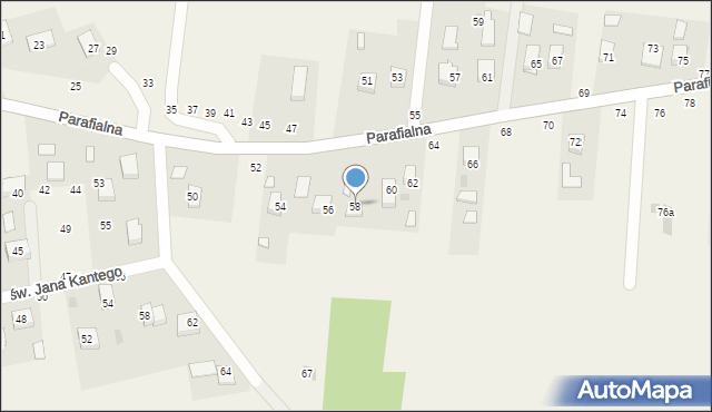 Mokrzyska, Parafialna, 58, mapa Mokrzyska