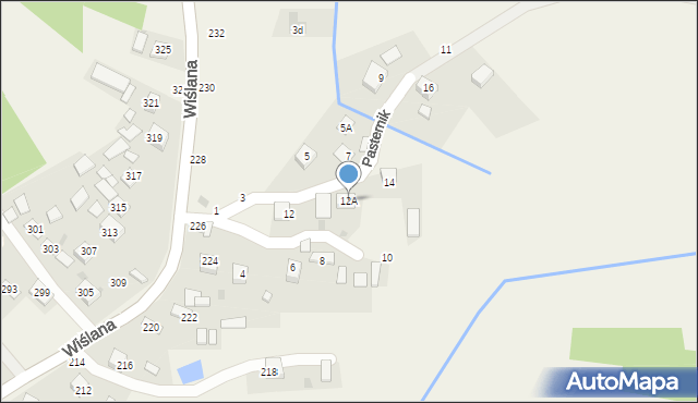 Mokrzyska, Pasternik, 12A, mapa Mokrzyska