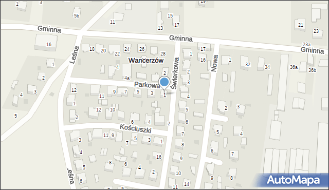 Mstów, Parkowa, 1, mapa Mstów