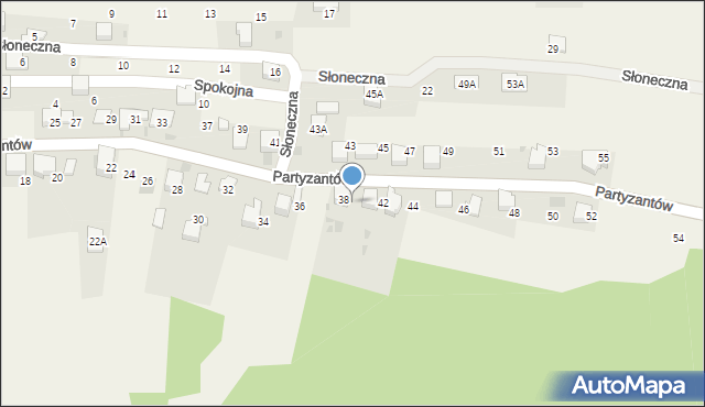 Myślachowice, Partyzantów, 40, mapa Myślachowice
