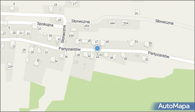 Myślachowice, Partyzantów, 44, mapa Myślachowice