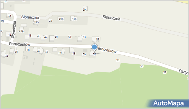 Myślachowice, Partyzantów, 52, mapa Myślachowice