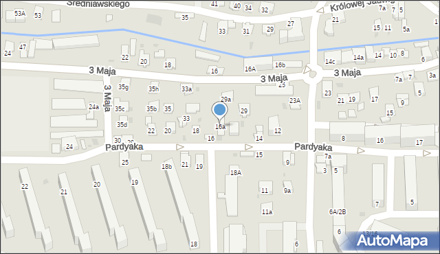 Myślenice, Pardyaka Stanisława, 16a, mapa Myślenice