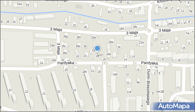 Myślenice, Pardyaka Stanisława, 18, mapa Myślenice