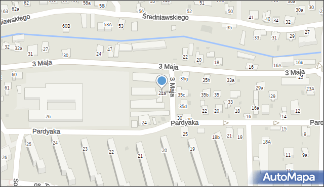 Myślenice, Pardyaka Stanisława, 24a, mapa Myślenice