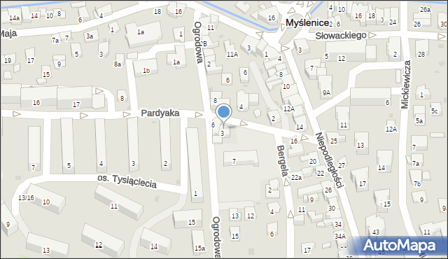 Myślenice, Pardyaka Stanisława, 3a, mapa Myślenice