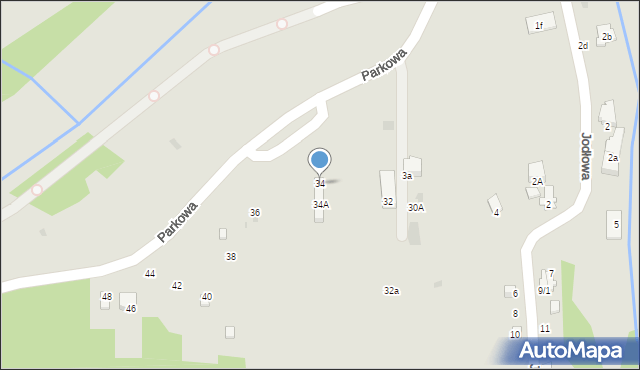 Myślenice, Parkowa, 34, mapa Myślenice