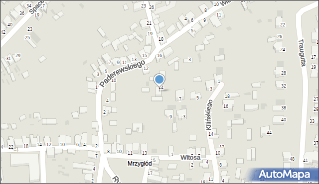 Myszków, Paderewskiego Ignacego Jana, 14a, mapa Myszków