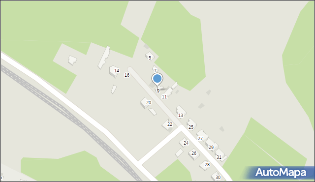 Myszków, Partyzantów, 9, mapa Myszków